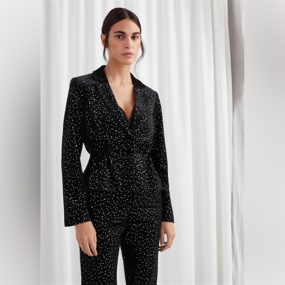 & OTHER STORIES Sequined Velvet Hourglass Blazer
